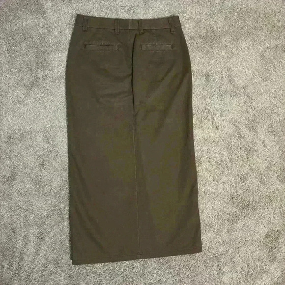 Vintage Gap Hutton Y2K 90s 00s Brown Midi Skirt with Slit Size 1 100% Cotton - Picture 8 of 8